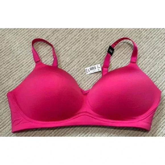 Torrid Curve Padded Wire Free Push Up Smooth Plunge Bra in Cabaret Pink Sz 46DD - Picture 3 of 11
